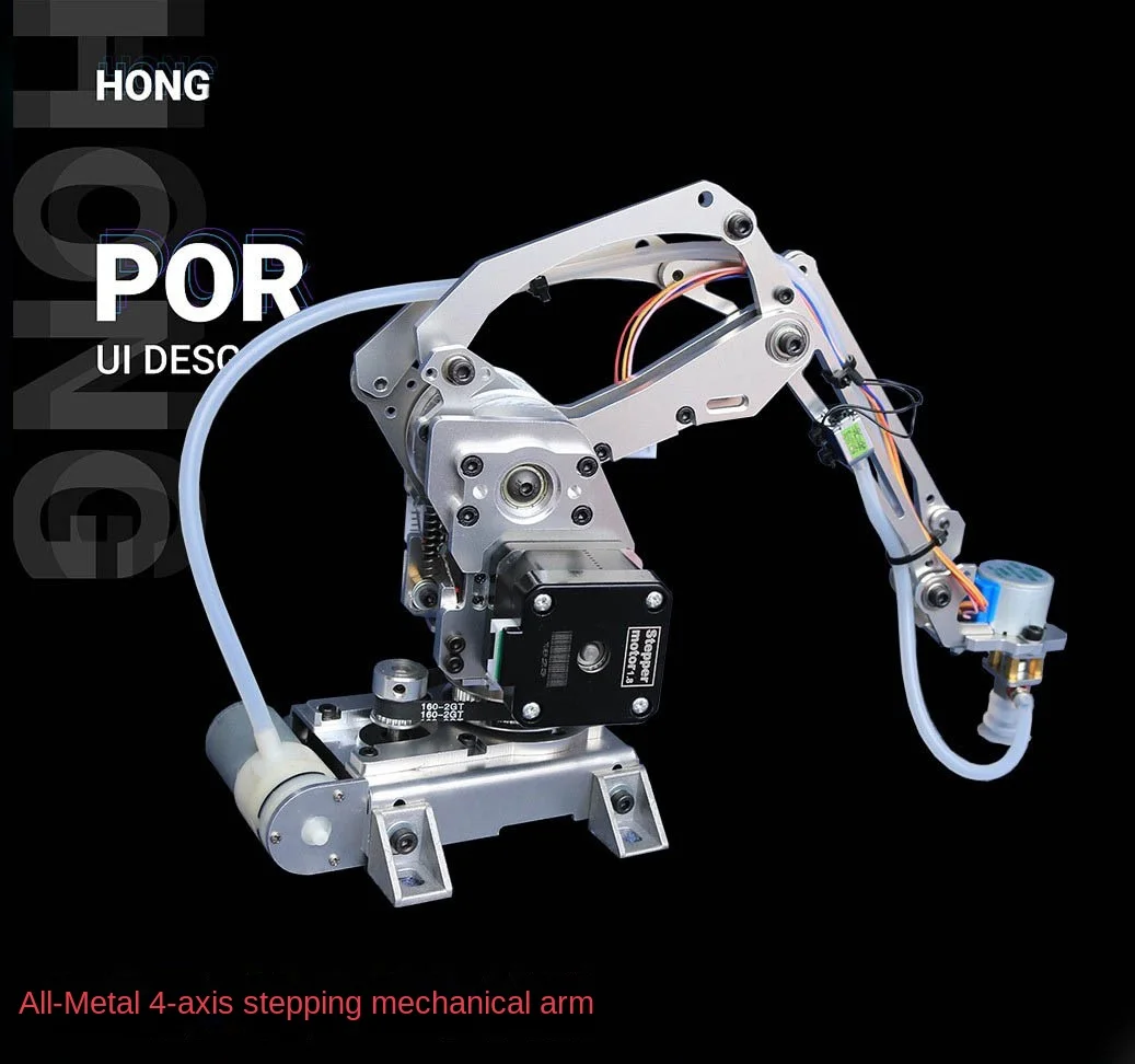 Stepping Metal Manipulator Robot Arm Bomba de ar de sucção grande para robô Arduino Modelo robótico industrial, Stepper de 4 eixos