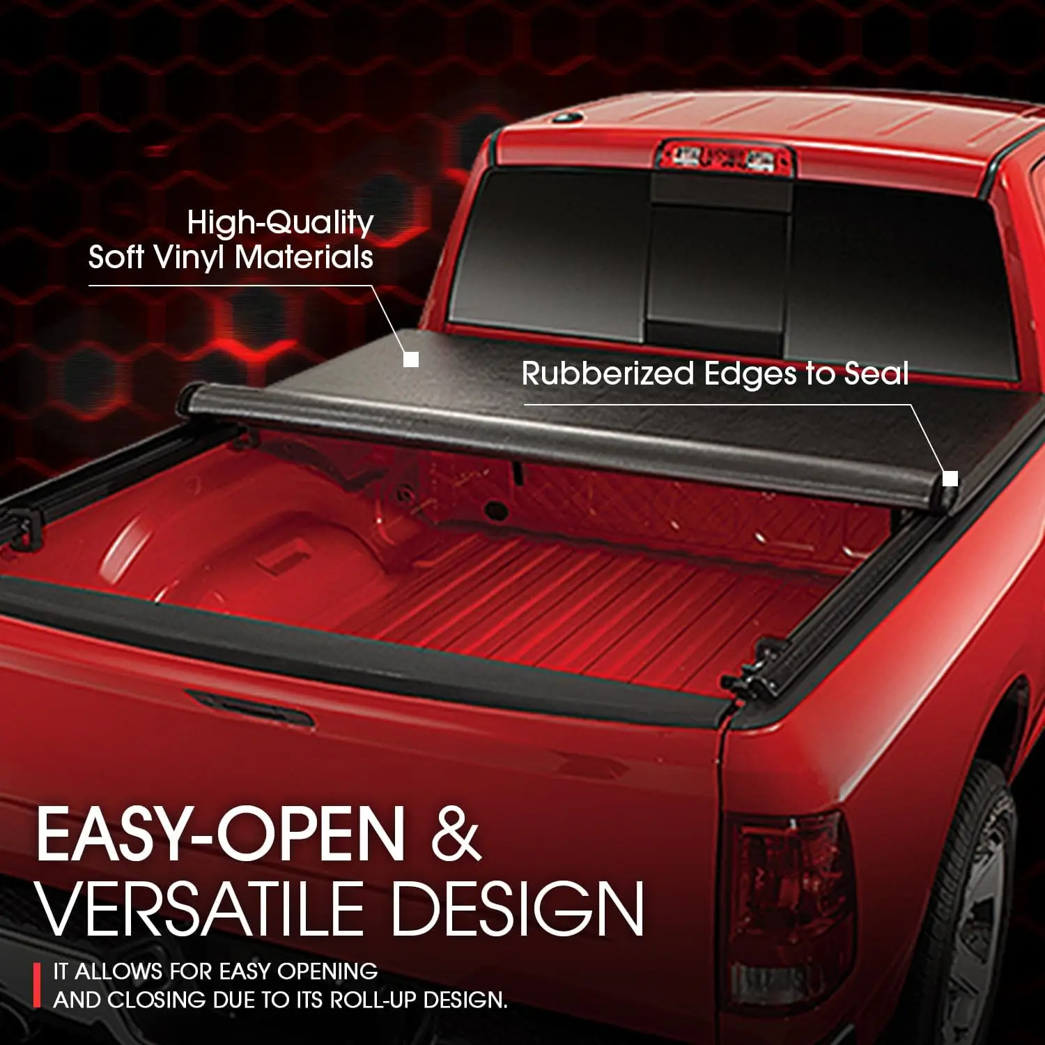 For 2009 - 2018 5.7Ft Truck Beds, Soft Vinyl, Black, Roll - Up Design
