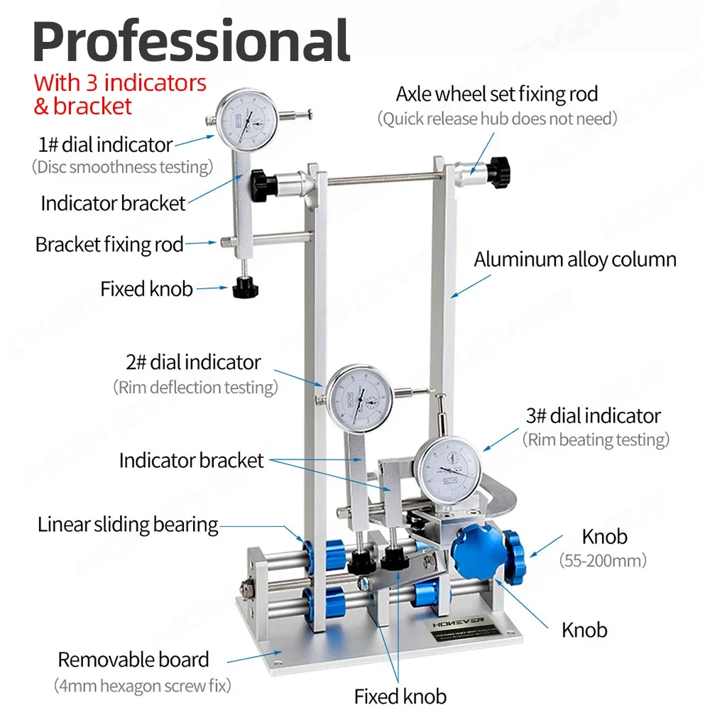 Professional/Basic Bicycle Wheel Truing Stand with Dial Indicator Gauge Aluminum Alloy MTB Road Bike Wheel Repair Tool