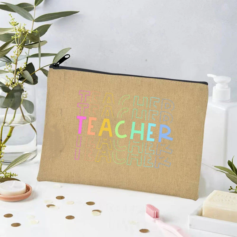 Teach Love Inspire Pencil Clutch Luxury Brand Designer Bag Cosmetic Lipstick Pouch Best Gift for Teacher Travel Essential Bags