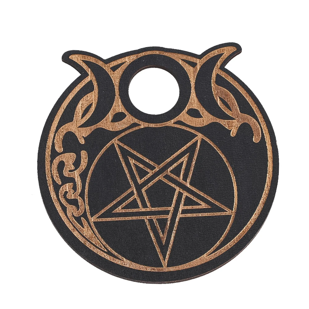 9.7*9.5cm Black Wooden Plate Laser Engraved Hollowed Out Coaster Yoga Meditation Board Crystal Display Base Home Decorations