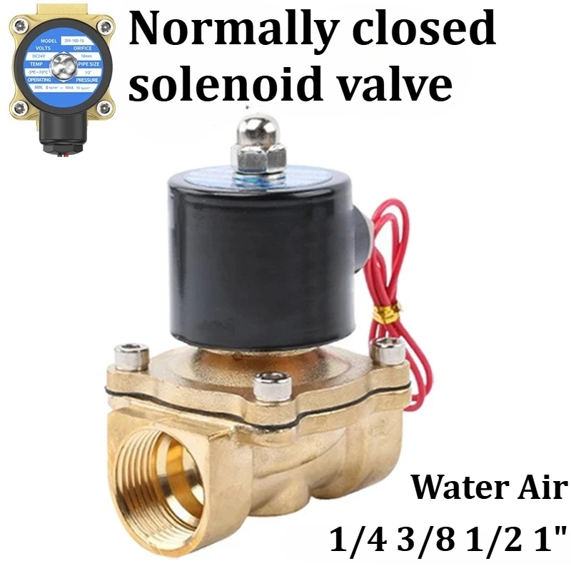 

Normally-closed Electric Solenoid Valve Copper Core DC24V AC220V Water Oil Gas 1/4 8/3 2/1 3/4 1'' Indoor Use DN8/10/15/20/25