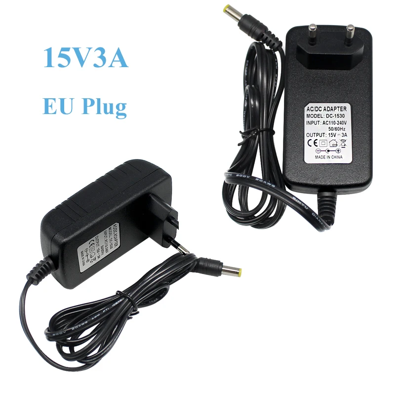 Adaptador de fuente de alimentación Universal, convertidor de cargador con enchufe europeo y estadounidense, CA a CC 100-240V, 15V, 1A, 2A, 3A, 4A,