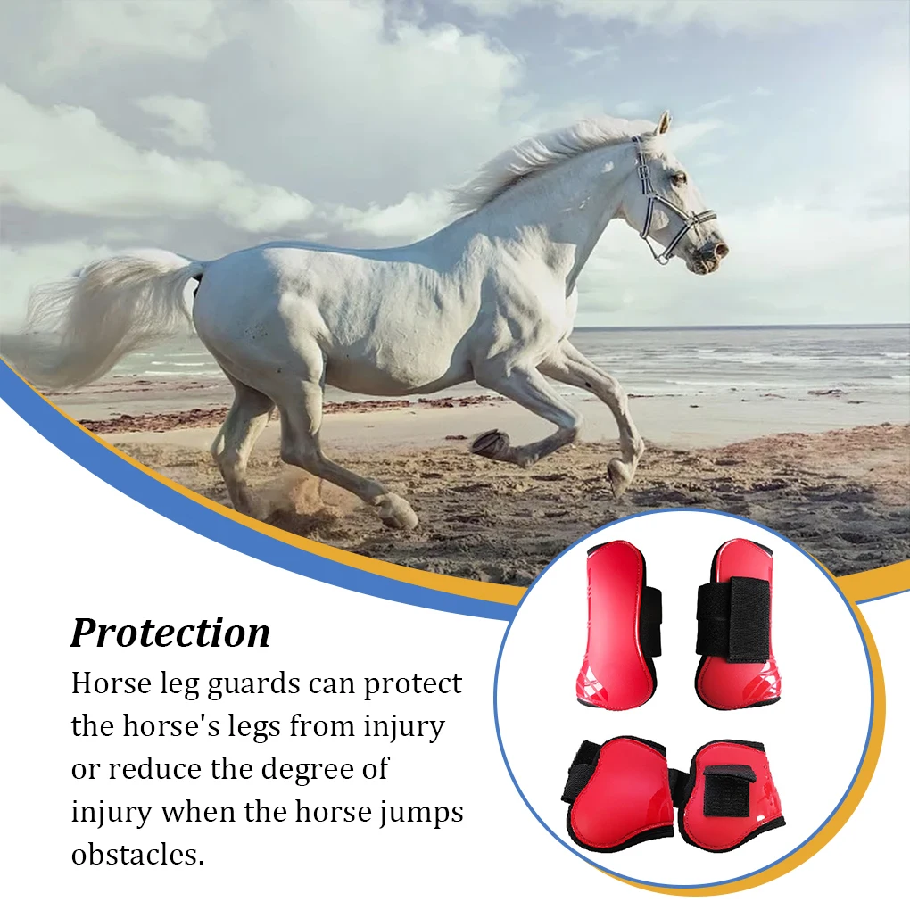 2 Pair Equestrian Supplies Horse Shin Guards Front Hind Lightweight Wear-resistant Protective Gear Good Elasticity