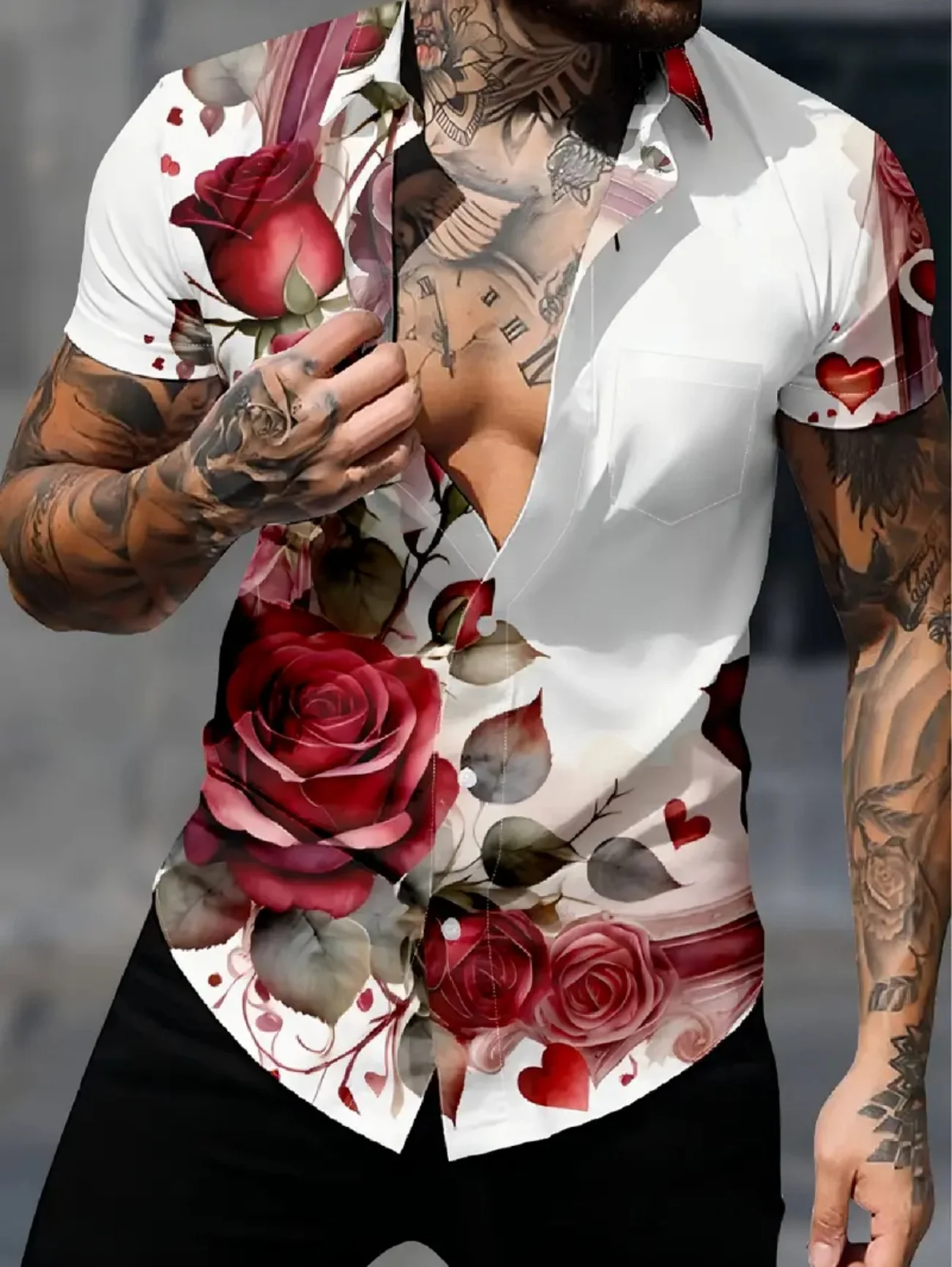 Hawaiian 3D Print Lapel Shirt Men Womens Button Down Short Sleeve Casual Beach Shirt Oversized Clothing