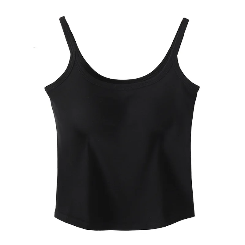 

Cotton Sexy Sling Vest Fixed Chest Pad Women's Inner Outer Wear Underwear Top One Piece Sleepwear Pajamas T Shirt Sleeping Wear
