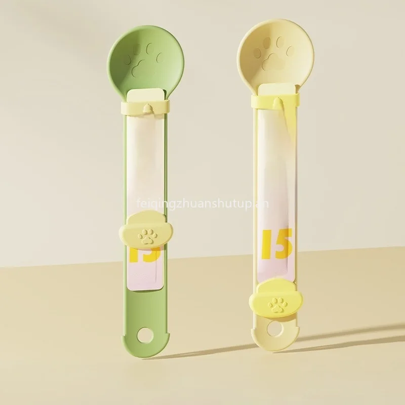 Mangeoire à bande pour chat pour animaux de compagnieArtefact cuillère à viande émaillée   Barre nutritionnelle à extrusion Cuillère spéciale pour collations liquides mangeoire pour chats