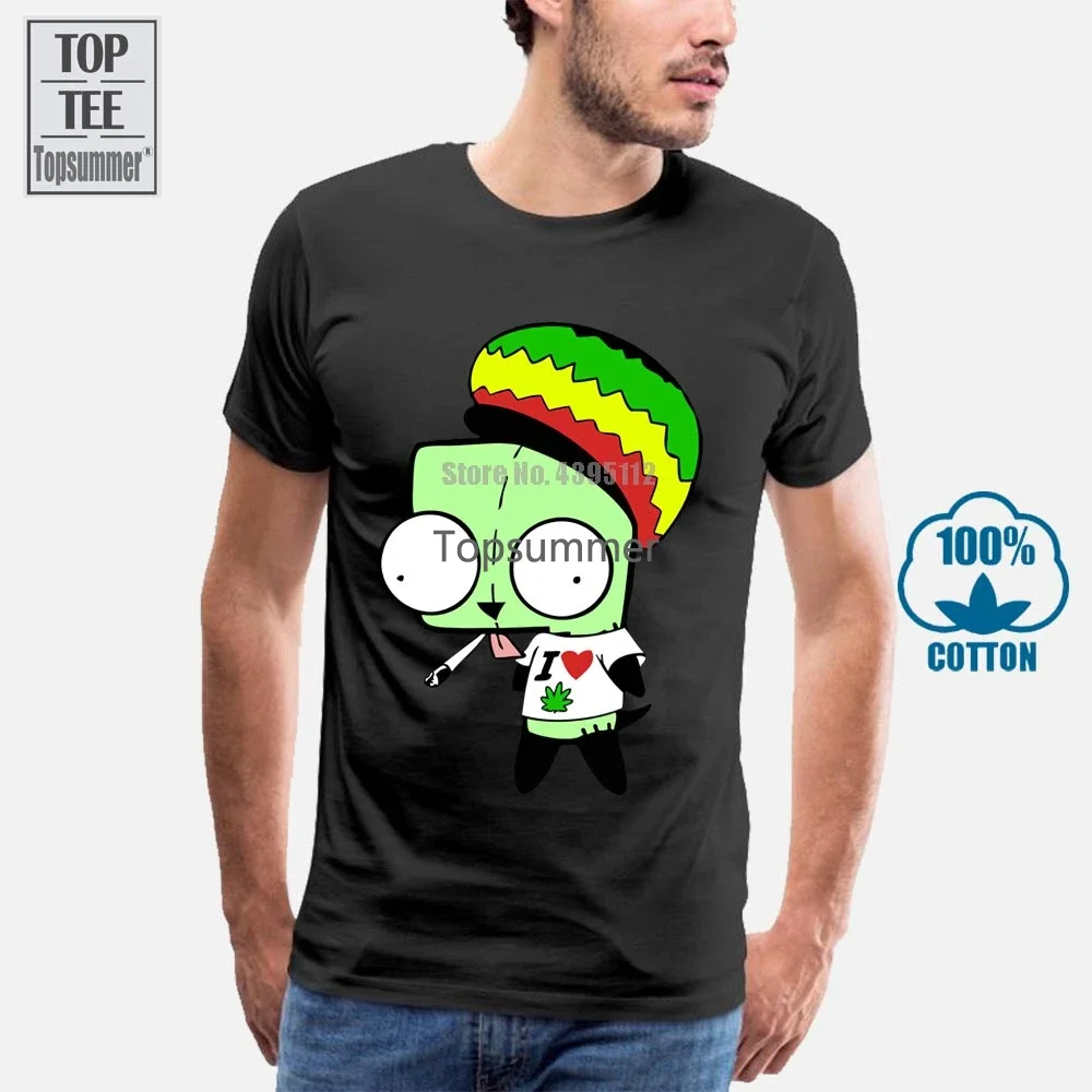 

T Shirt Anime Invader Zim Smoking Weed Rasta Art Men'S Woman'S Available T Shirt Black T Shirt Novelty Tees