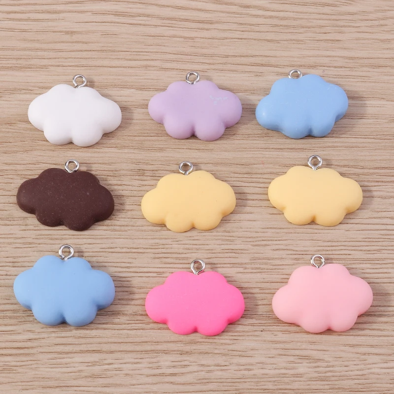 10pcs 25x21mm Cute Colorful Resin Clouds Charms for Making Drop Earrings Pendants Necklaces DIY Bracelets Crafts Accessories