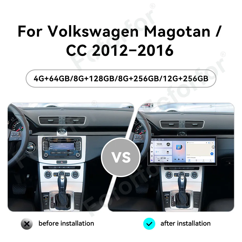 Android 15 Car Stereo 15.8 Wireless CarPlay Touch Screen GPS Navigation Radio For Volkswagen Magotan / CC 2012-2016 Head Unit