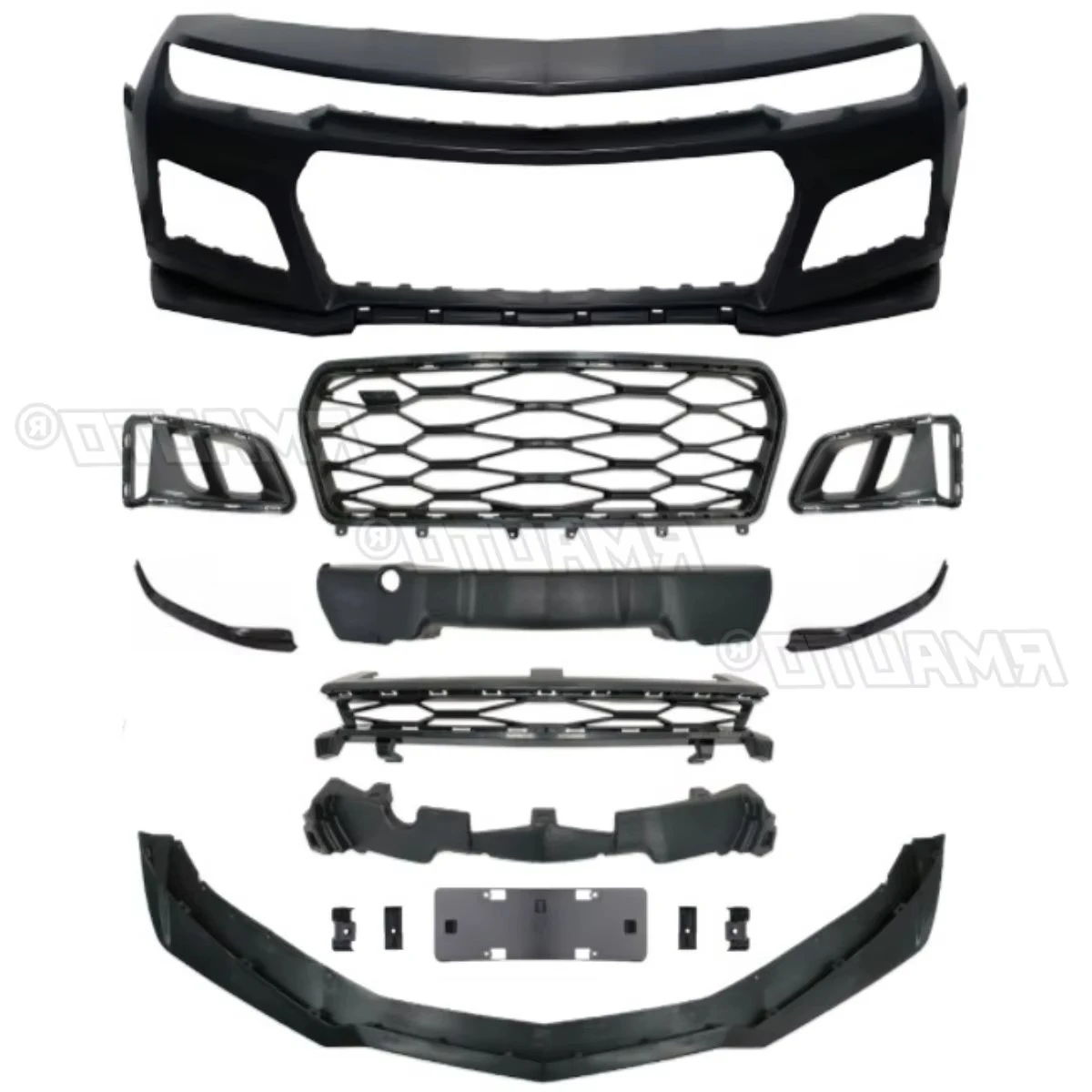 

Автомобильный бампер, решетка, передний бампер, спойлер, передний объемный комплект кузова, крышка противотуманной фары для Chevrolet Camaro SS-ZL1 2019-2023, внешний вид