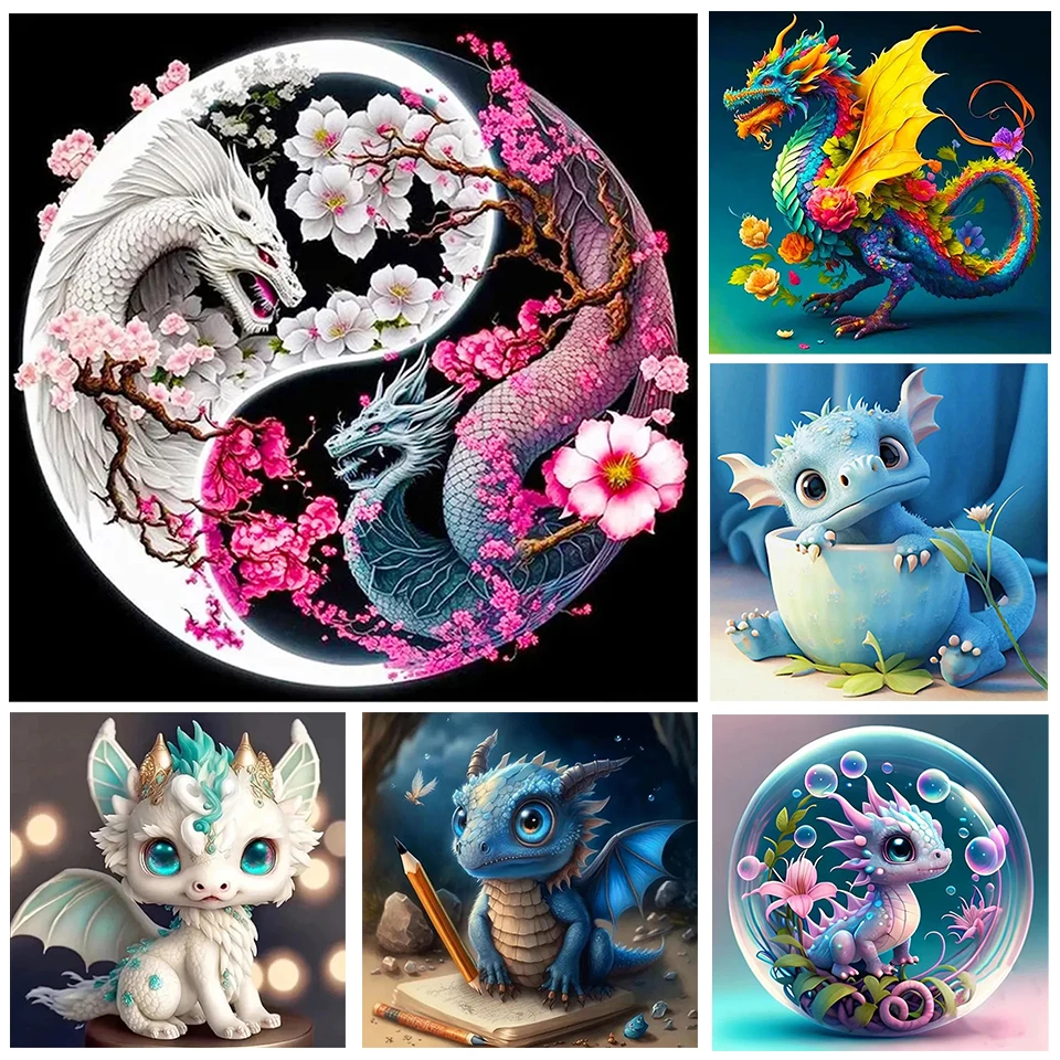 5d DIYDiamond Embroidery Dragon Full Round Square Diamond Hand Crafts Painting Novelty 2024 Animal Embroidery Home Decoration