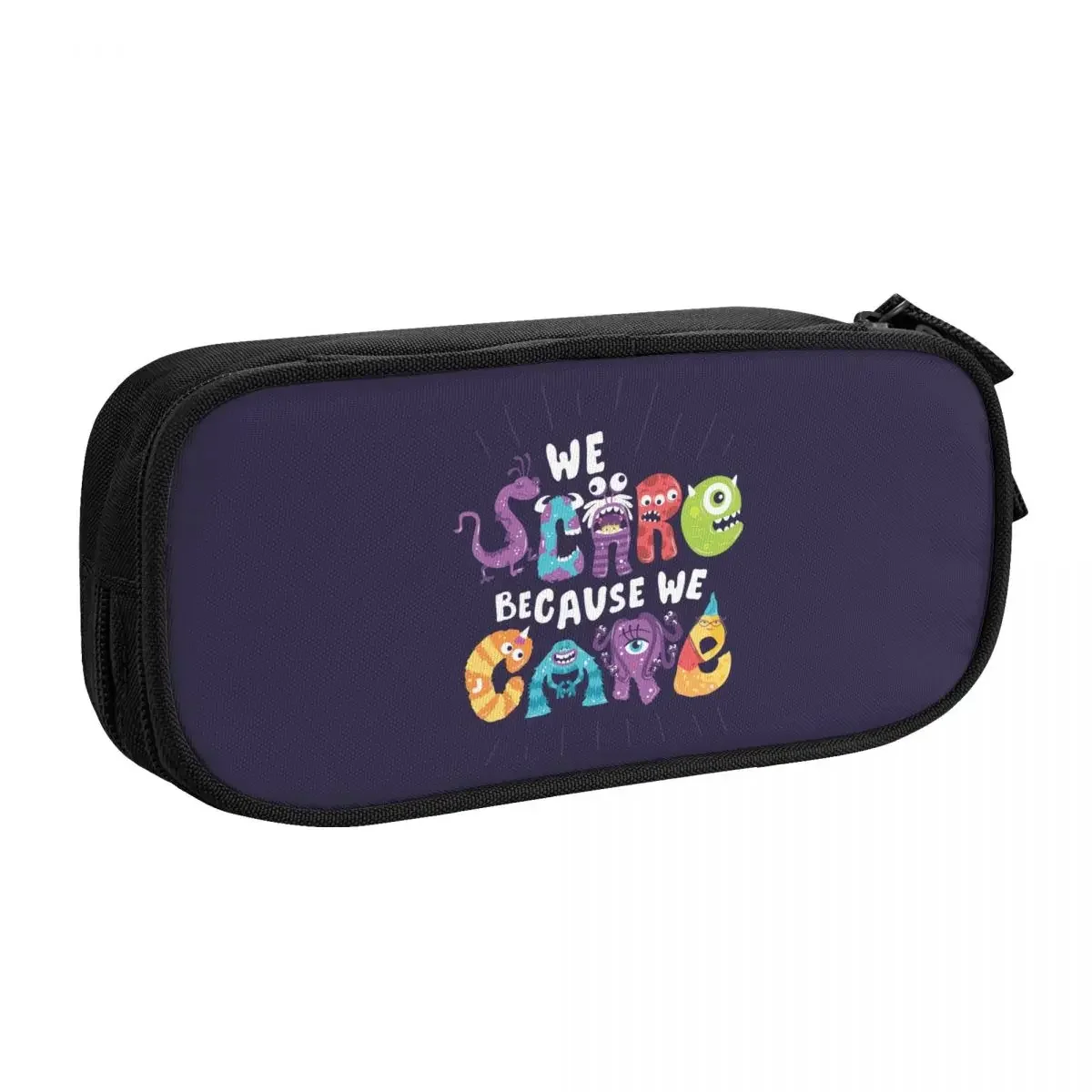 Custom We Scare Because We Care Pencil Cases for Girls Boys Large Storage Inspirational Quote Gift Pen Bag Box School Supplies