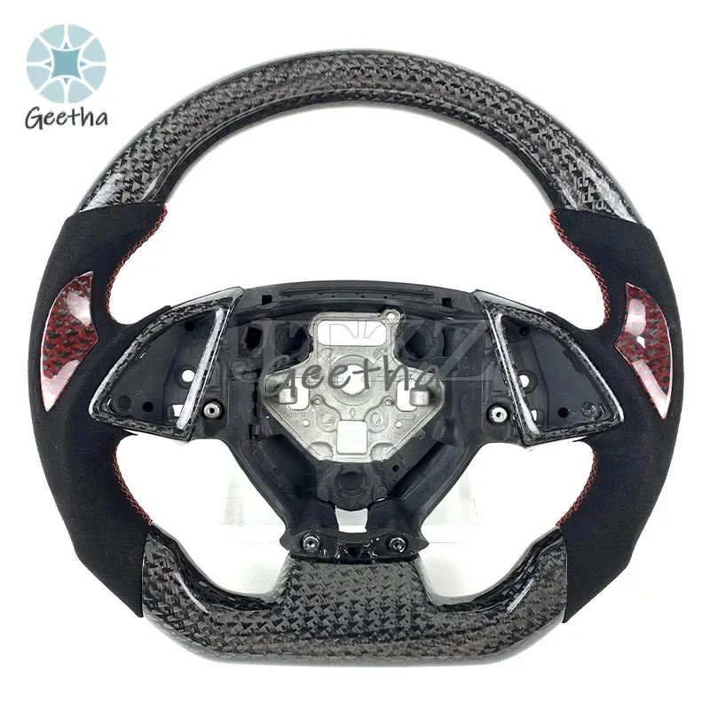 

For Chevrolet Camaro Corvette C7 Alcantara Suede True Carbon Fiber Steering Wheel Automotive Interior 2016 2017 2018 2019