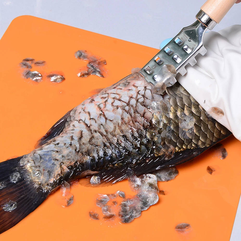 

Fish Scale Remover Stainless Steel Wood Kitchen Tool Fast Scraper Scales Cleaner Safe Ergonomic Design Hanging Practical Use