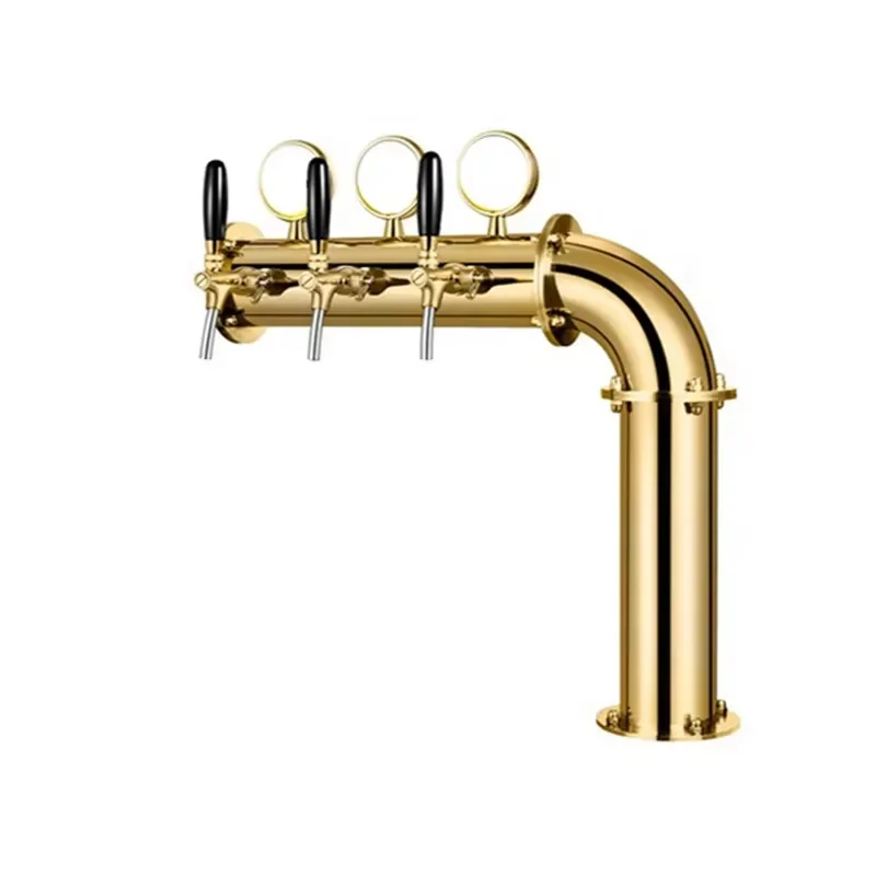 L Shaped Beer Tower 3 Tap Column Bronze Gold Silver Finish Coffee Bar Dispenser Draft System Home Party Equipment 3 Tap Beer