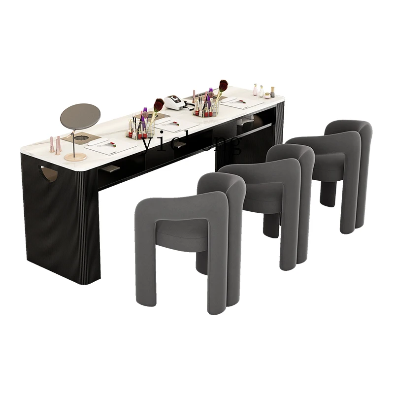 

XL Comes with Vacuum Cleaner Socket Nail Table and Chair Combination Iron Marble Nail Table