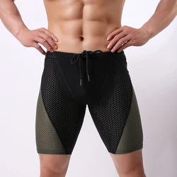 Pantalones cortos de compresión para hombre, mallas cortas empalmadas, pantalones cortos de Fitness ajustados de secado rápido, playa, Verano