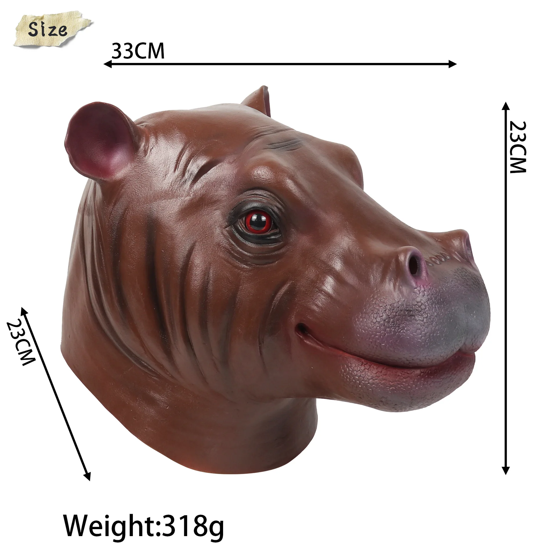 Máscara de Halloween Animal para Adultos, Criativo Hippo Head Mask, Club Carnival Masquerade Theme Party, Cosplay Decoração Suprimentos, Adereços