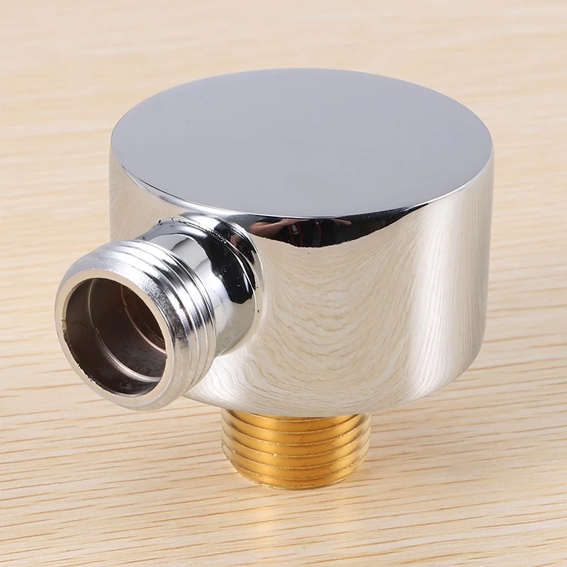 Redonda Latão Chuveiro Mangueira Conector, Wall Abastecimento Cotovelo, Wall Mount, Tomada de Água para Chuveiro, Acessórios Prata, G1, 2"