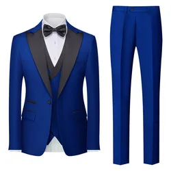 New men's foreign trade Amazon suit vest three-piece suit men's double slit wedding dress suit men