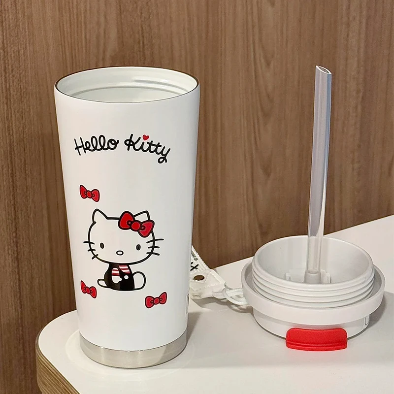 Sanrio hello kitty copo de água 18oz copo de aço inoxidável isolado a vácuo caneca de viagem de café com tampa copo térmico para exterior