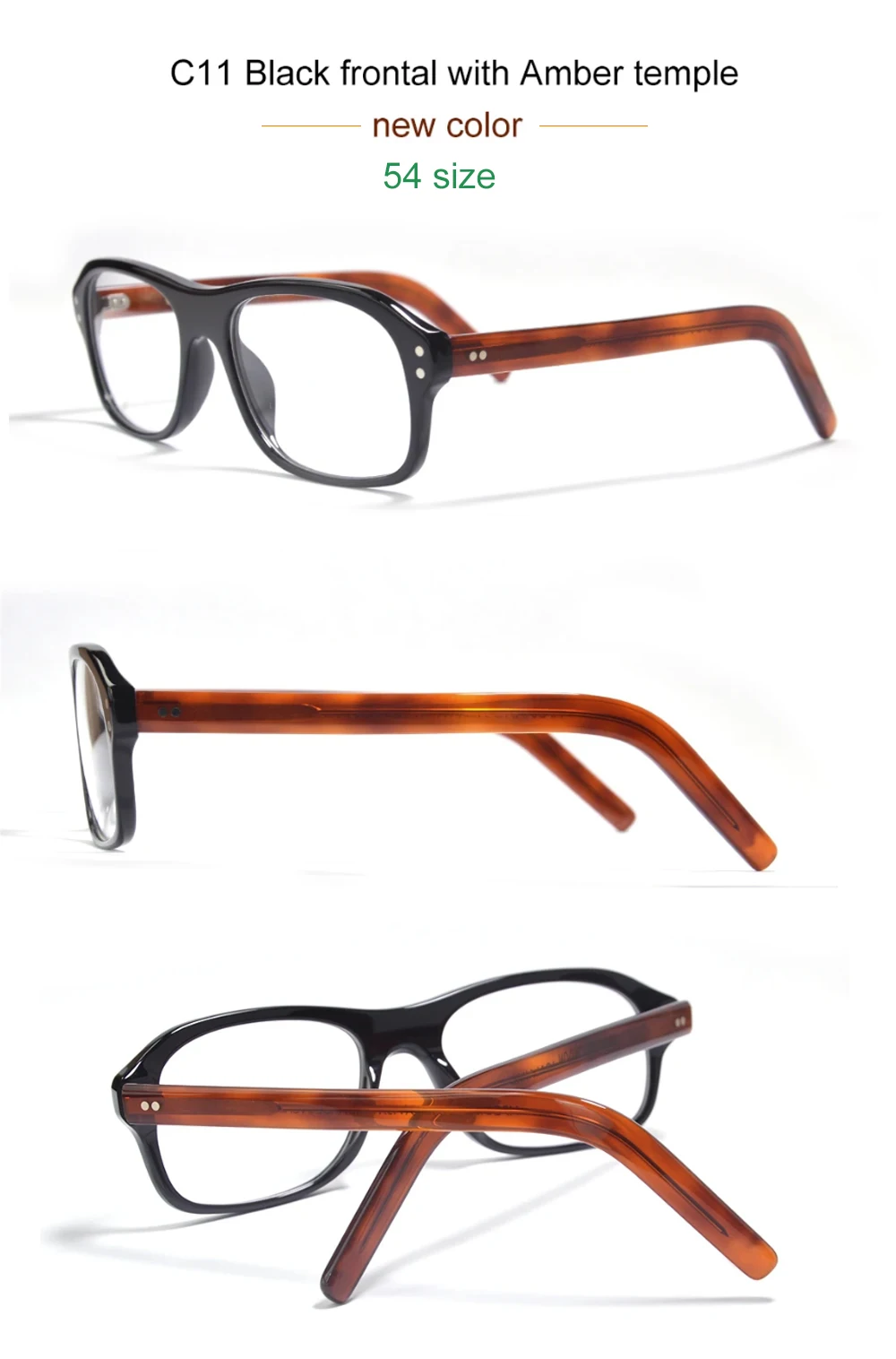 Kingsman Brillengestell mit Etui, Retro, handgefertigt, Acetat, rechteckige Brillen für Herren, Kingsman Agent Eggsy-Brille – Detail 27