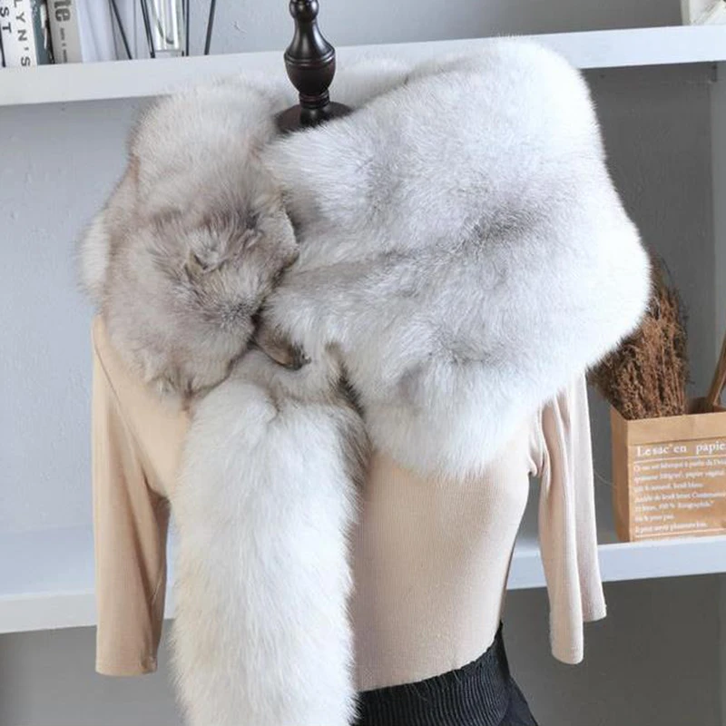 2024 Party Luxury Brand Women Real Winter Fox Fur sciarpe Natural One Piece Fox Fur Collar Warm Soft vera pelliccia di volpe sciarpa