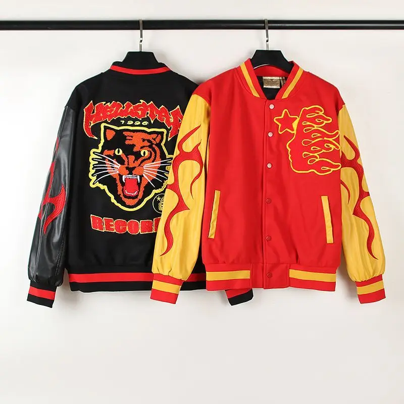 Hellstar Baseball Patchwork Embroidered Bomber Jacket Coat Hot Selling Streetwear Unisex Men Women Vintage Outerwear