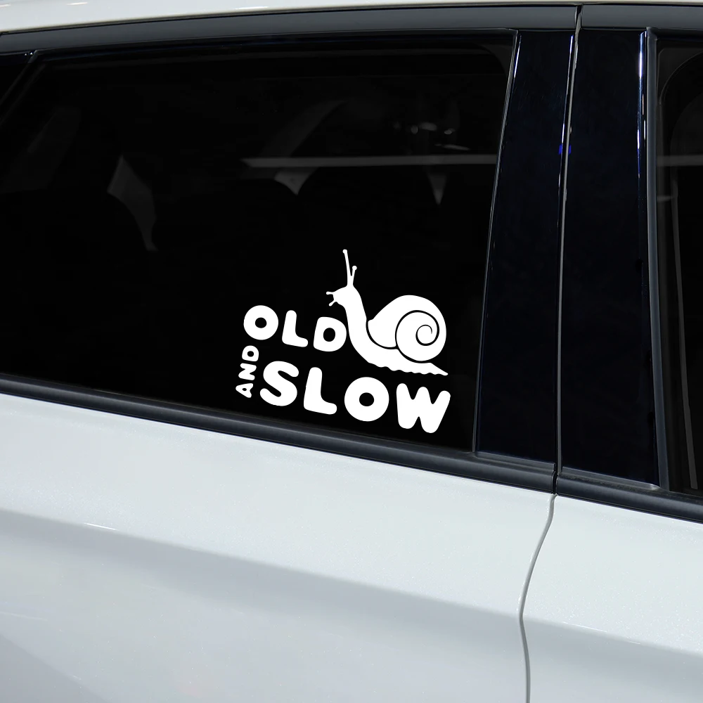 

17CM×13CM Car Sticker Creative Funny Old And Slow Graphical Vinyl Decals Waterproof Auto Body Rear Window Decoration Accessories