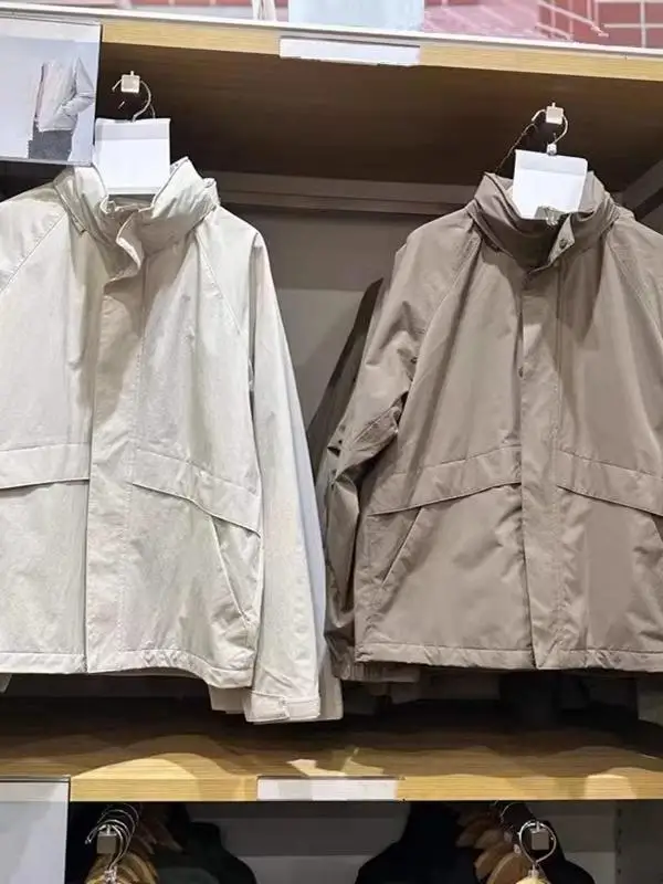 

Couple's Faionable Windproof Hooded Stand Collar Jaet Casual Workwear Coat Trendy Polyester Fiber Long Sve Youth