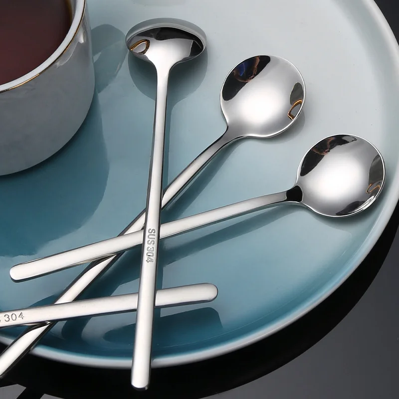 Edelstahl Kaffee löffel runder Kopf langer Griff Löffel Eis Rühren Dessert Misch löffel Küchen geschirr Dekoration