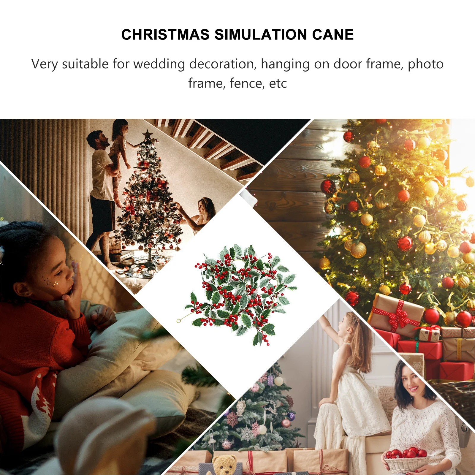 

1Pcs Xmas Simulated Rattan Hanging Decor Lifelike Red Fruit Home Decoration Wall Door Hanging Xmas Ornament Christmas Festive