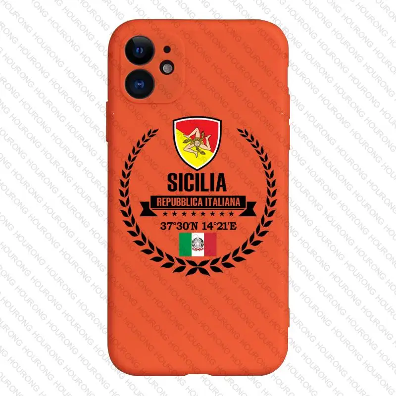 Italy Sicilia Coat Arms Flag Map Cover Case for iPhone 16 15 14 Pro Max 13 12 11 Mini X XS XR 7 8 6S Plus SE