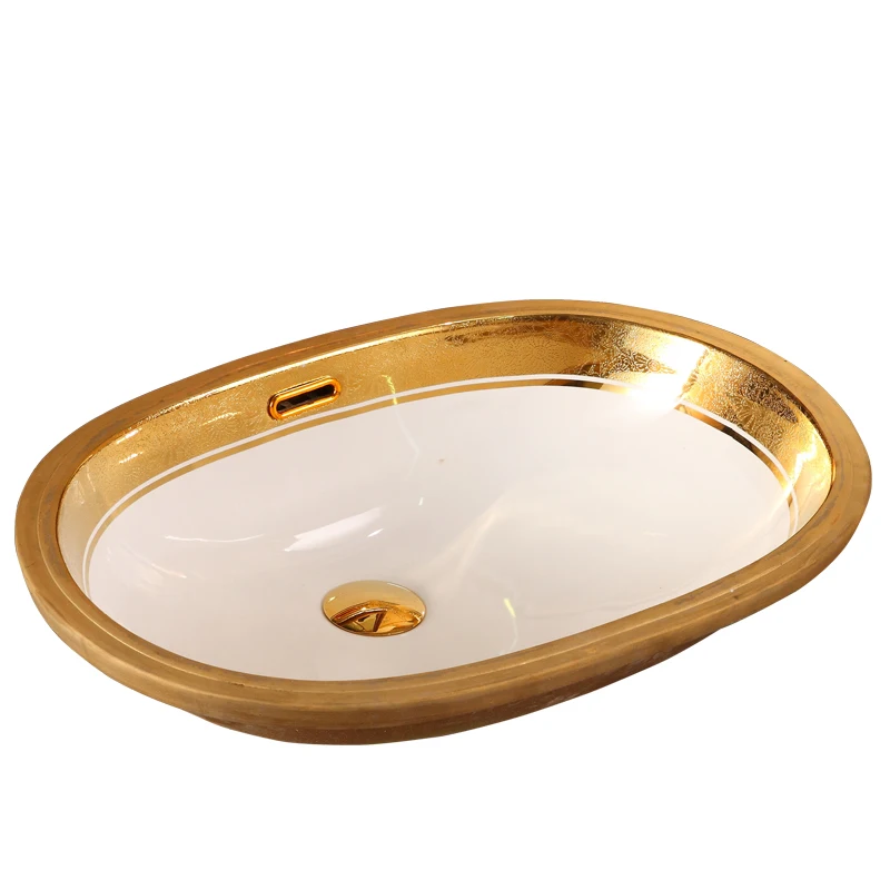 

European undercounter basin oval built-in gold wash basin toilet washbasin