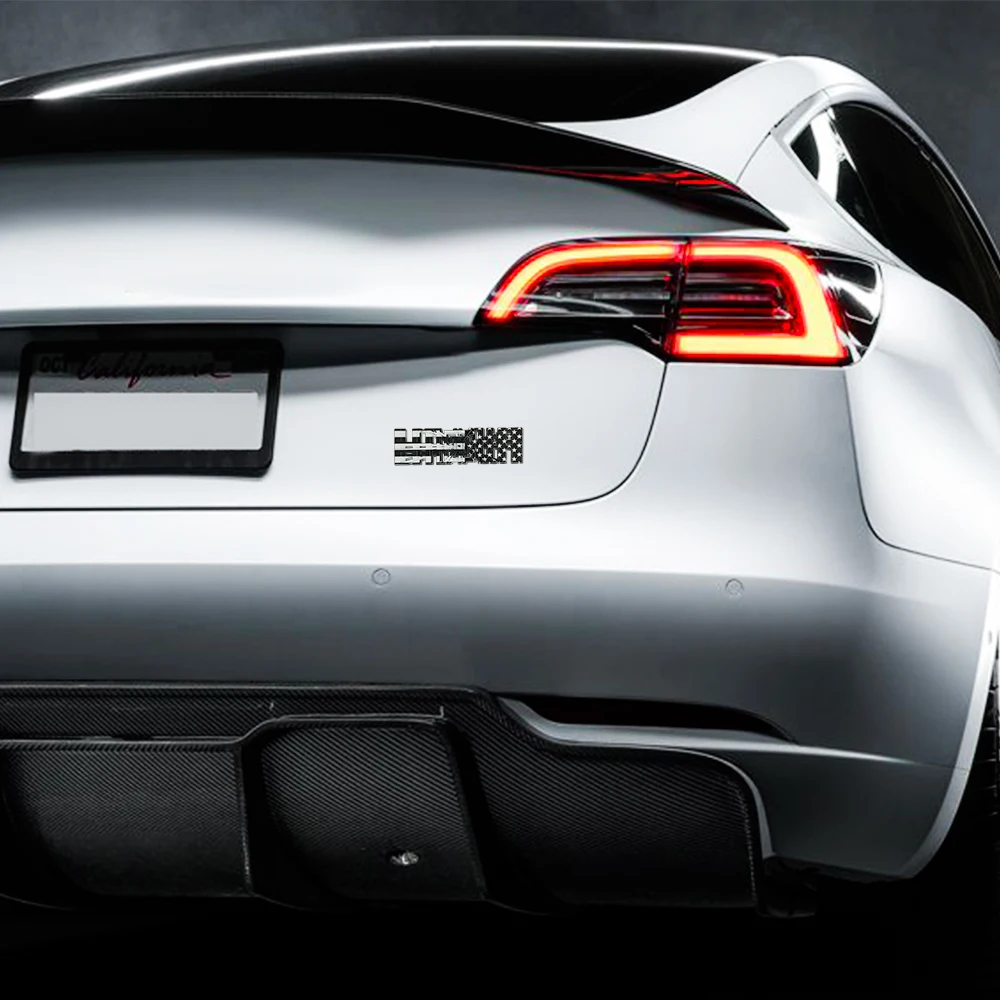 3D Metal Alloy Plaid Logo Rear Trunk Fender Badge Emblem Sticker Decals For Tesla Model Y S 3 X Roadster 2022 Car Accessories