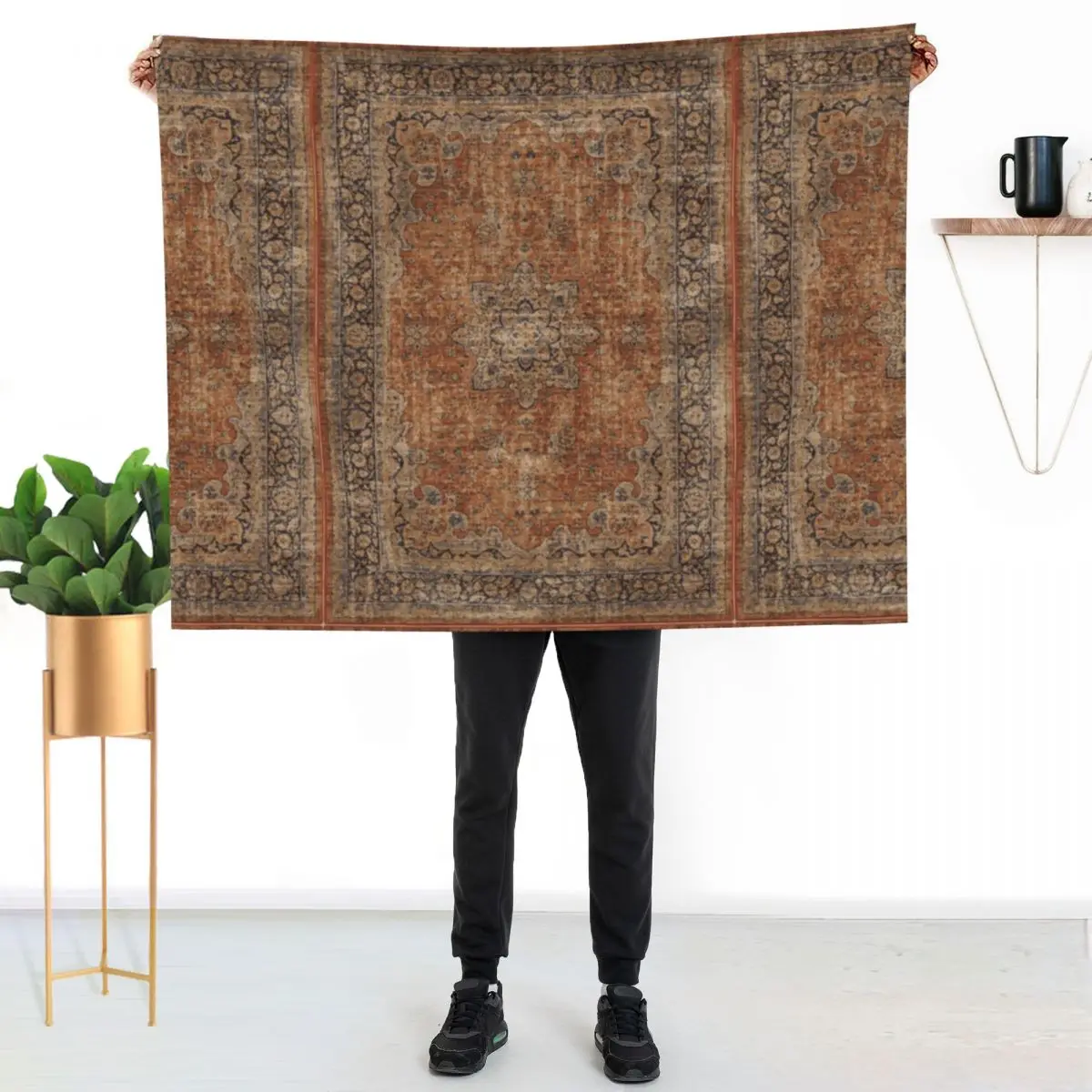 

Antique Orian rug Throw Blanket Cozy Warm Blanket for Bed Room Decor