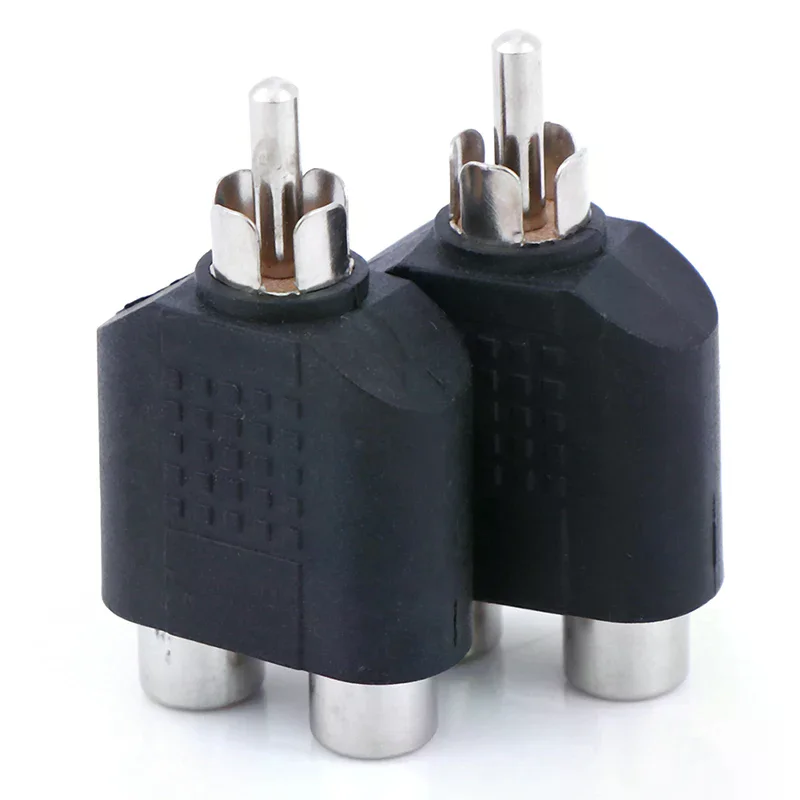 1Pcs Y Splitter connector AV Audio Video Plug Converter cable Male Female Plug 2 in 1 Adapter