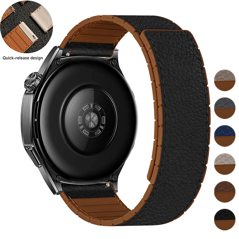 18/20/22mm Universelles Magnetisches Uhrenarmband für Xiaomi Watch S4 Active Schnellwechsel Leder-Silikon-Band für Omega Armband