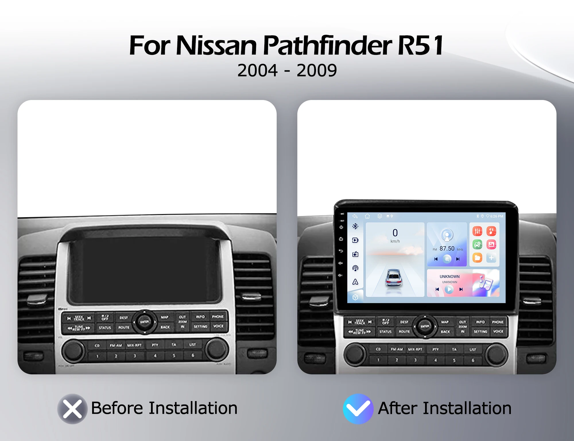 Android 16 Car Radio For Nissan Pathfinder R51 2004-2009 Navigation GPS Auto Wireless CarPlay Lntelligent Multimedia Player WIFI