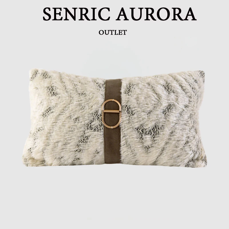 

Дизайнерский роскошный чехол для подушки 30x50, богемный чехол из искусственной шерсти, коричневый ремень с пряжкой, поясная наволочка для дома, отеля, кровати, дивана