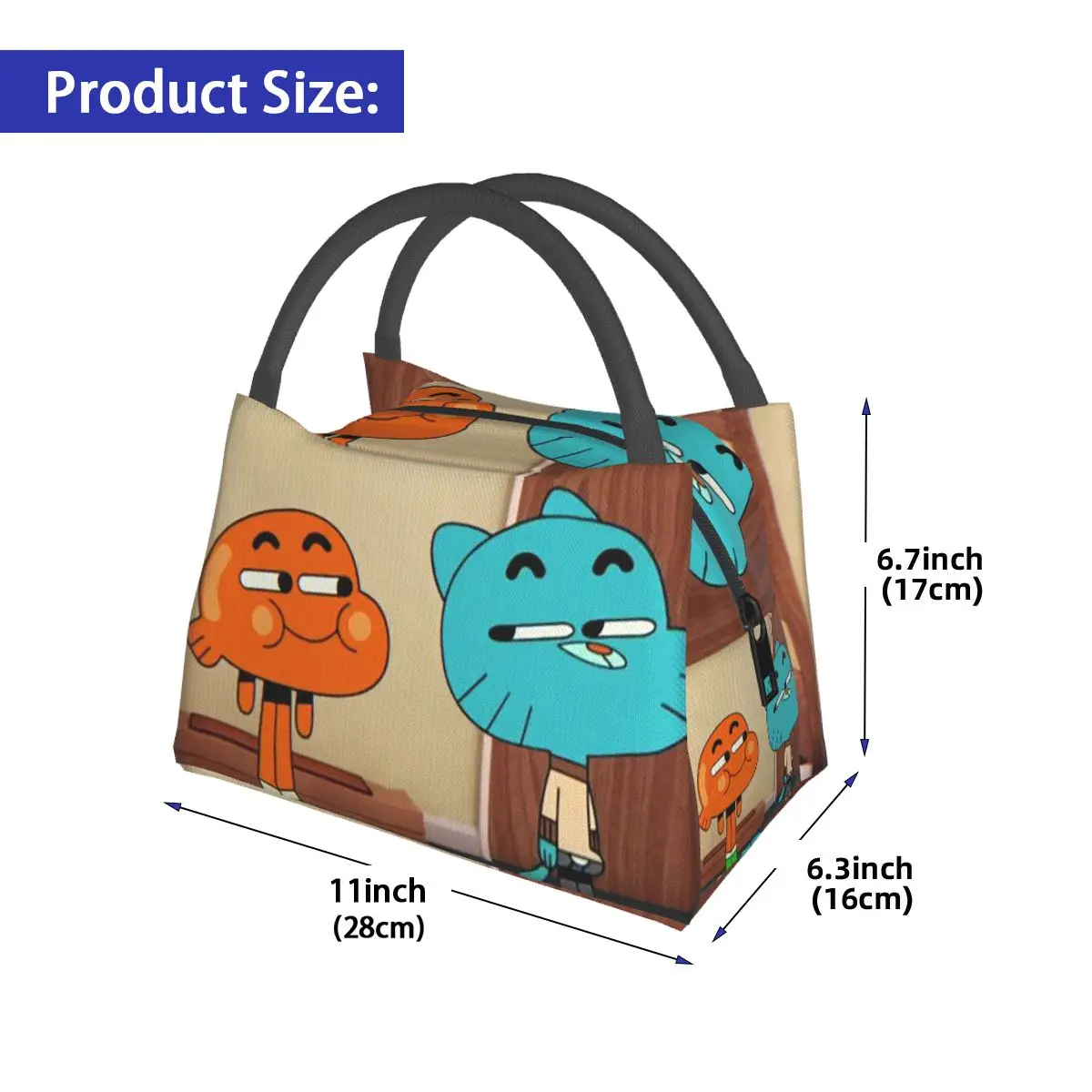 The Amazing World Of Gumball Tawog Insulated Lunch Bag for Women Children Leakproof Food Boxes Thermal Lunch Box Tote