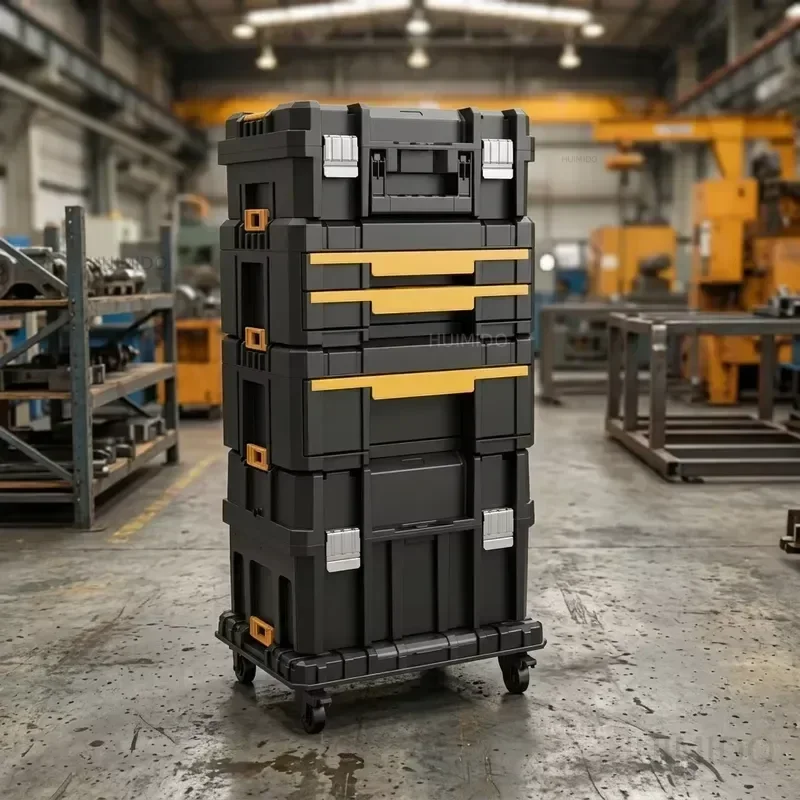 AIRAJ Waterproof Heavy-duty Wheels Stackable Portable Tool Storage System Carrier Tool Cart Carpenter & Car Storage Box