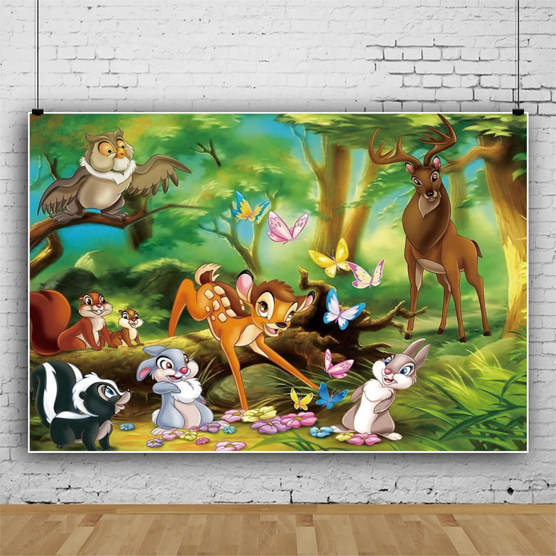 Bambi Photo Backdrop Background For Photography Baby Shower Kid's Birthday Party Decoration Props Supplies Banner Photoshoot