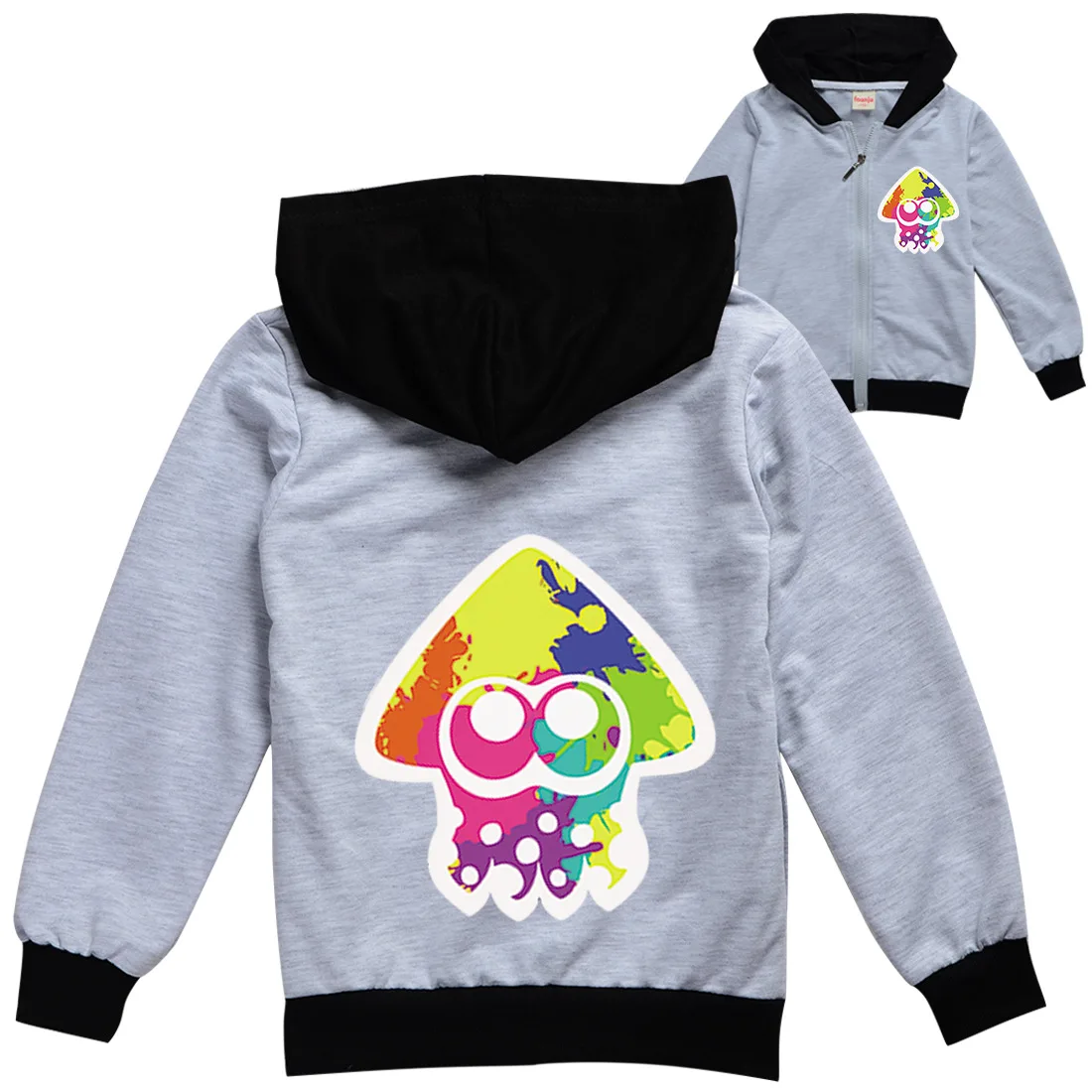 

GRAFFITI Shooting Game Splatoon 3 Costume Kids Spring Clothes Baby Boys Pullover Jacket with Zipper Young Girls Casual Outerwear