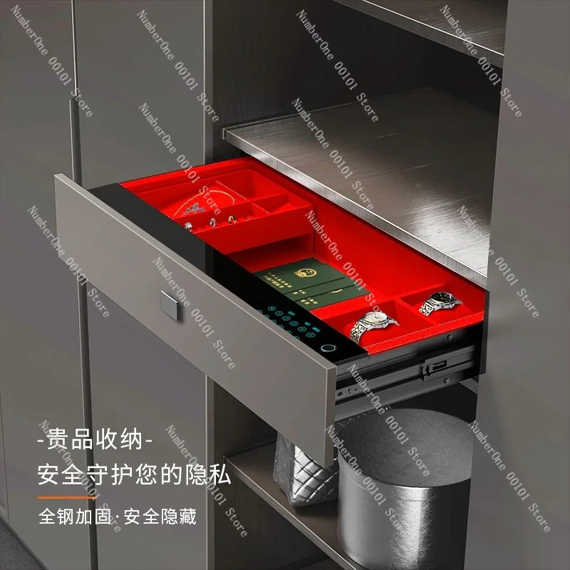 All-Steel Household Safe with Fingerprint Password, Hidden Drawer Safe for Jewelry, Anti-Theft Wardrobe Safe for Home Use