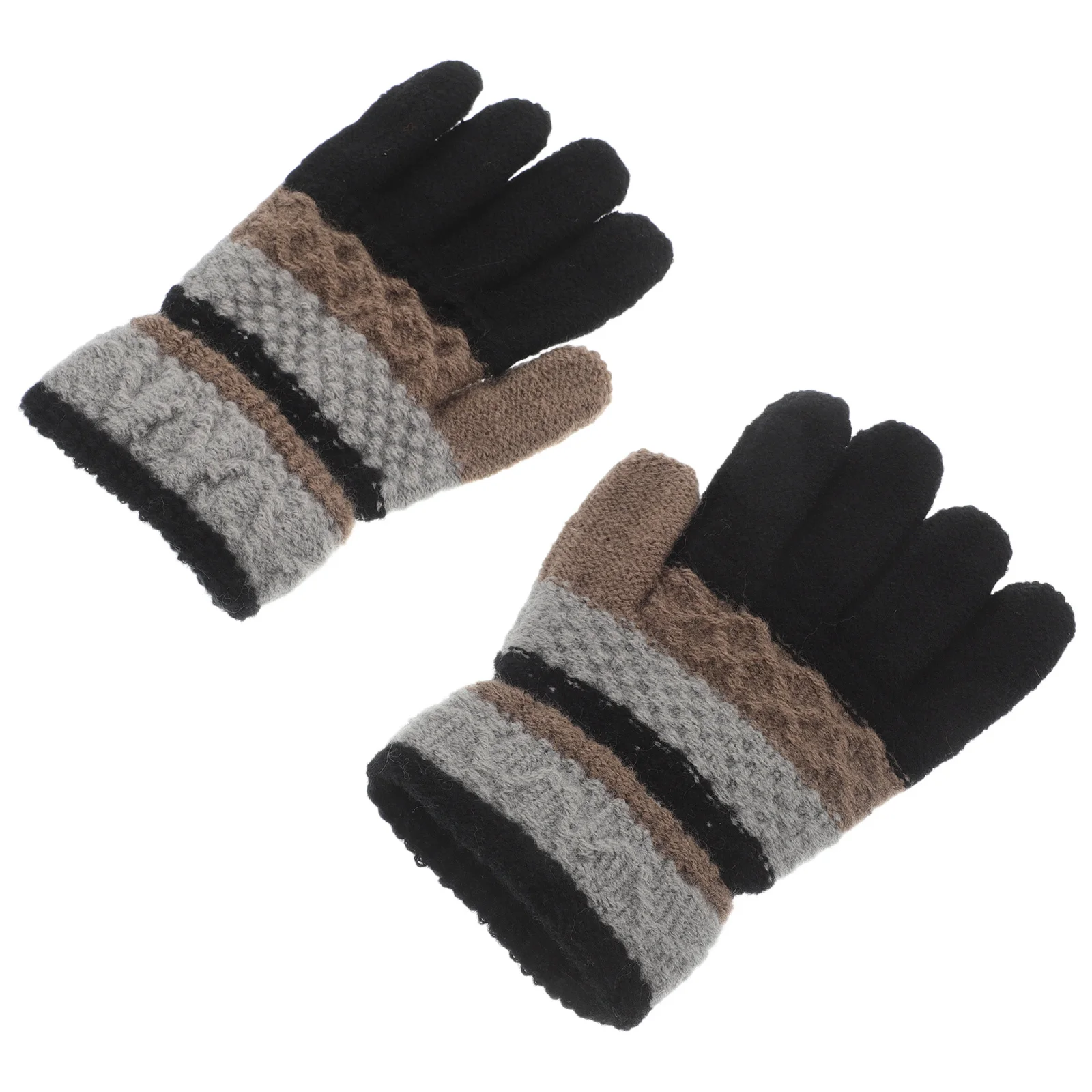 

TENDYCOCO 1 Pair Kids Waterproof Gloves for Boys Girls Knitted Mittens Black Winter Warm