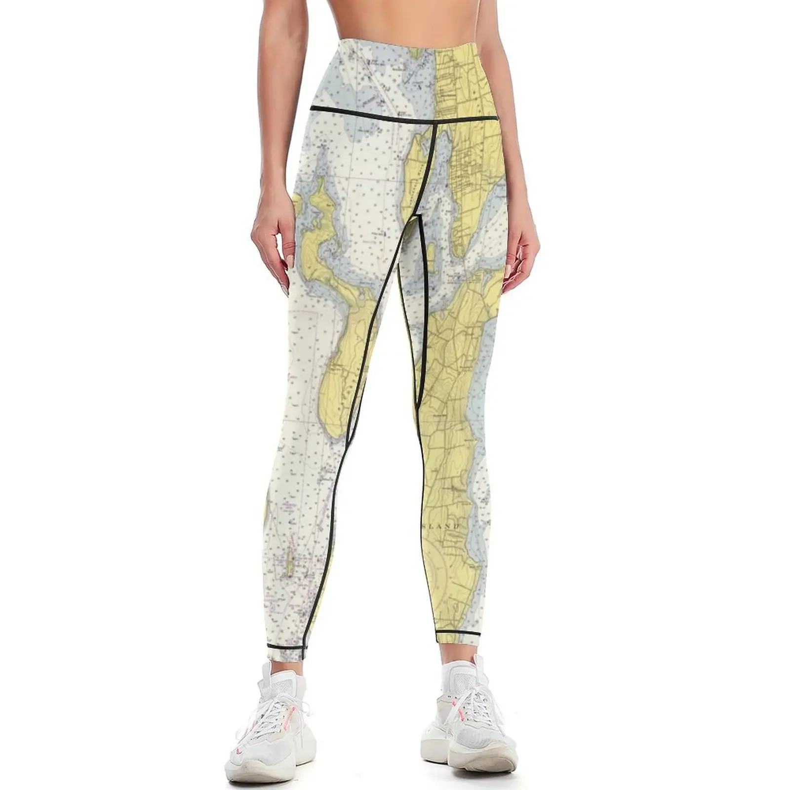 

Vintage Map of The Narragansett Bay (1952) Leggings Women sportwear sports for Leginsy push up Womens Leggings