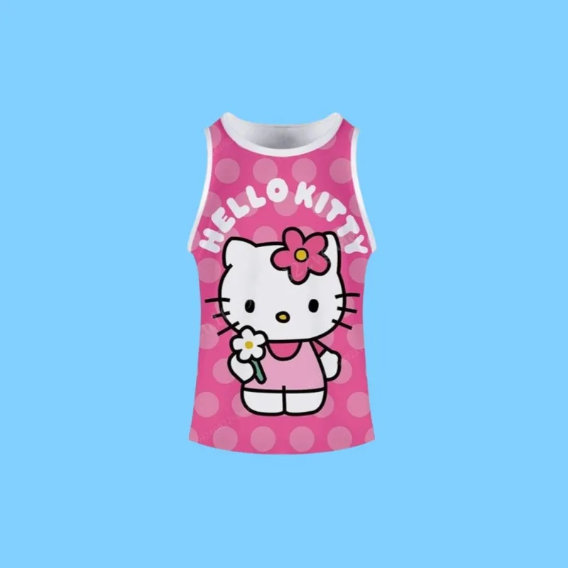 

MOTO-2025 Summer Hello Kitty Tank Top Basketball Shirt Adult Sleeveless T-shirt Top