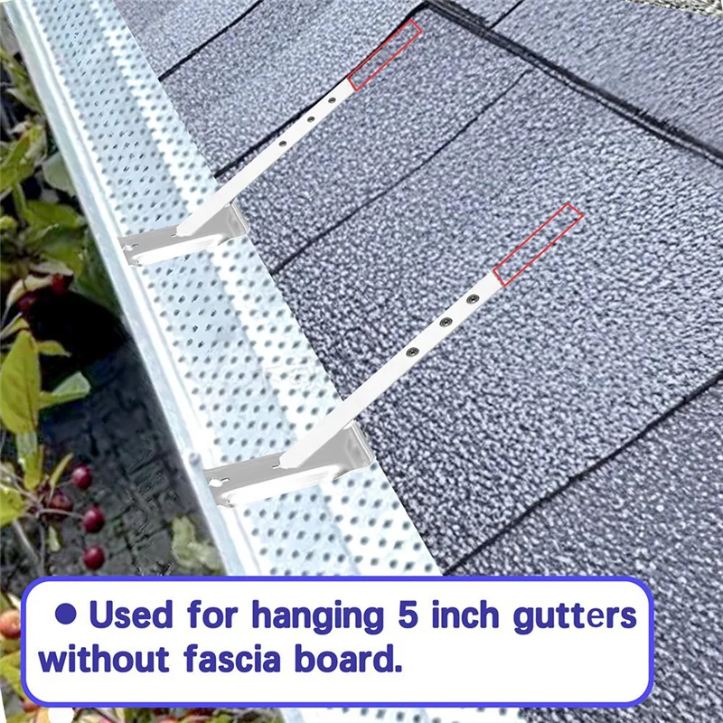 

【Горящее предложение】Алюминиевые вешалки для желобов на крышу 5 дюймов, 30 комплектов алюминиевых зажимов для желоба 5 дюймов с ремнями для безподвесного крепления из алюминия и стали